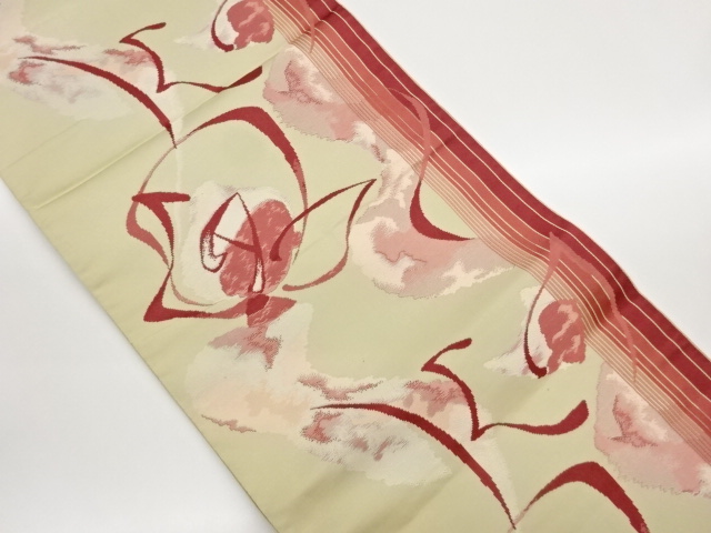 JAPANESE KIMONO / NAGOYA OBI / WOVEN STRIPE & ABSTRACT CURVE
